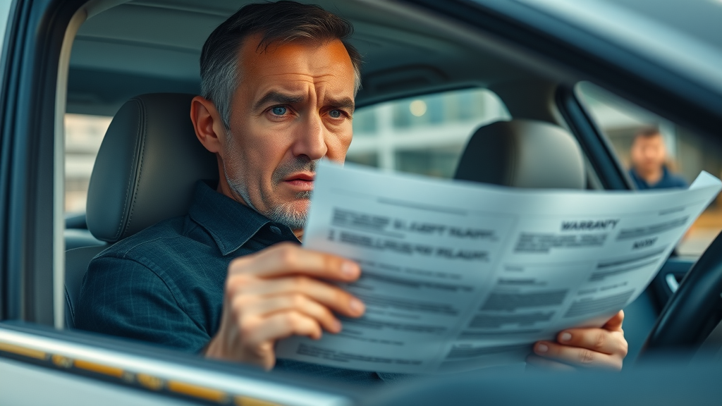 extended service contract faqs confused car owner reading warranty documents in vehicle