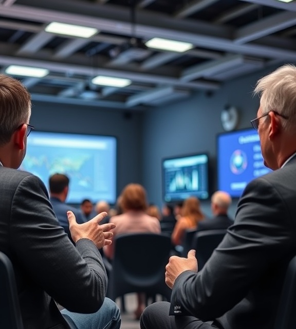 efficient investment solutions, precise, steering financial futures, photorealistic, cutting-edge financial seminar, highly detailed, interactive lectures, immaculate focus, ruby and graphite, bright overhead lighting, shot with a 90mm lens.