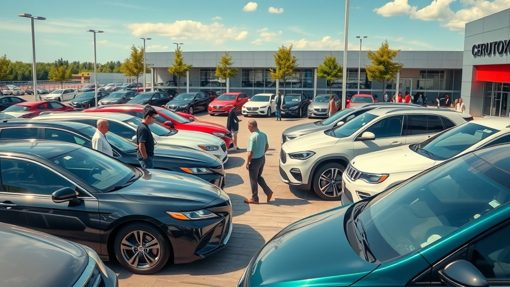 Modern car dealership lot showcasing multiple brands reflecting trend of all dealers becoming used car dealers